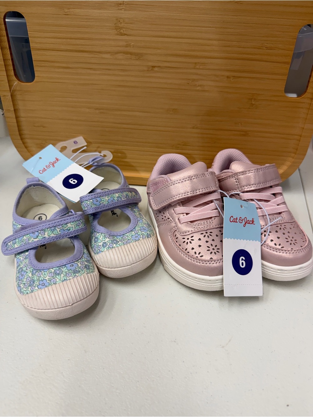 Cat & Jack Baby Girl 6 Pink Metallic Sneaker & Lavender Floral Mary Jane